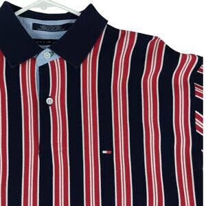 Tommy Hilfiger Vintage Knit Polo‎ Mens Large Red/White/Blue Colors Party Beach